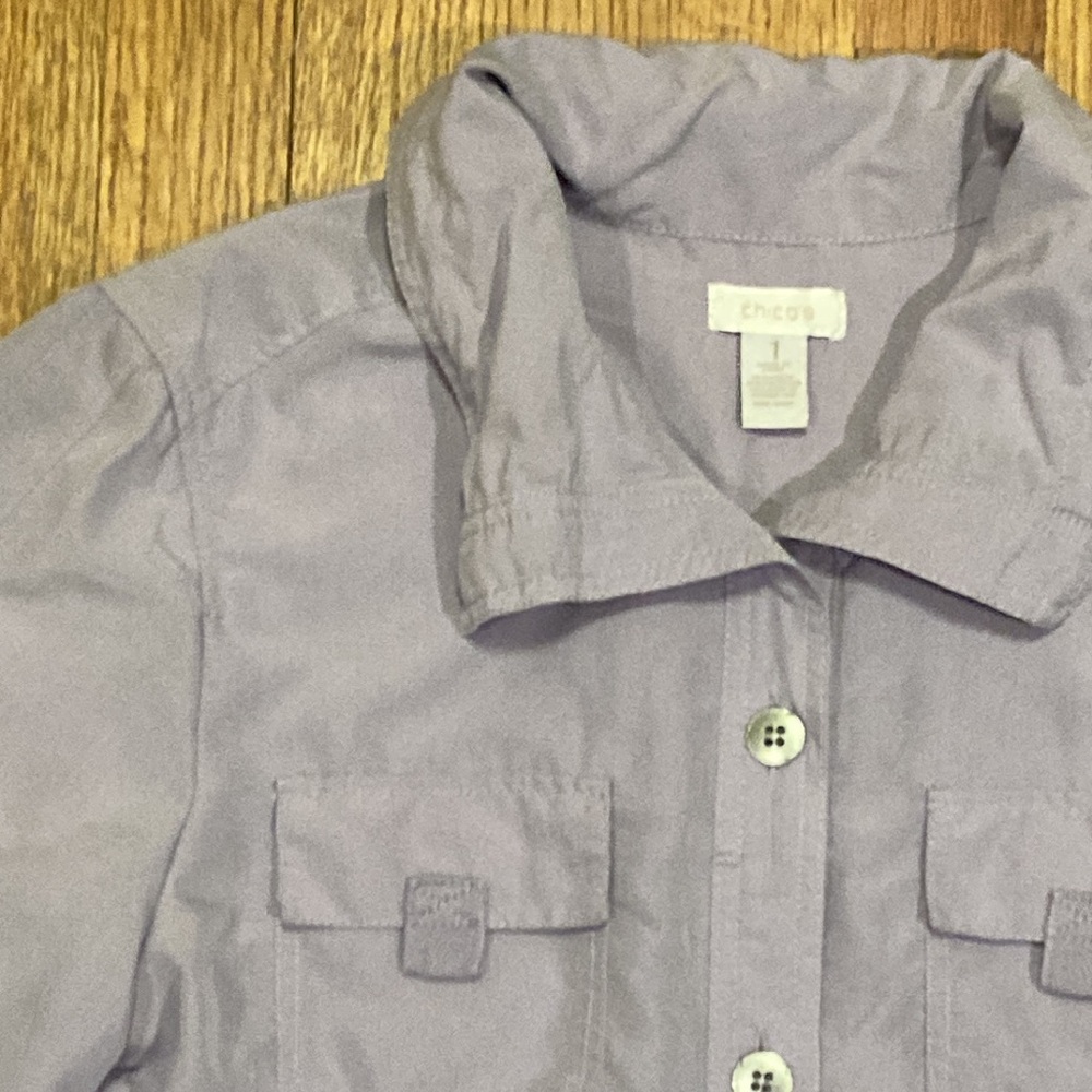 Chico's lavender Button-Front Utility Jacket - Picture 6 of 15